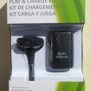 Play and Charge Kit за Xbox 360 – Зарядна батерия за джойстик за Xbox 360 – Черен